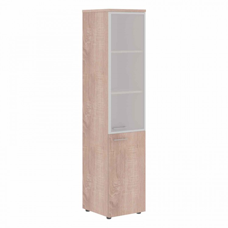 Шкаф узкий высокий колонка со стеклянной дверью в алюминиевой раме  и топом XHC 42.7 (L/R)